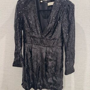 A.L.C. Shimmering Black Sequin Mini Dress